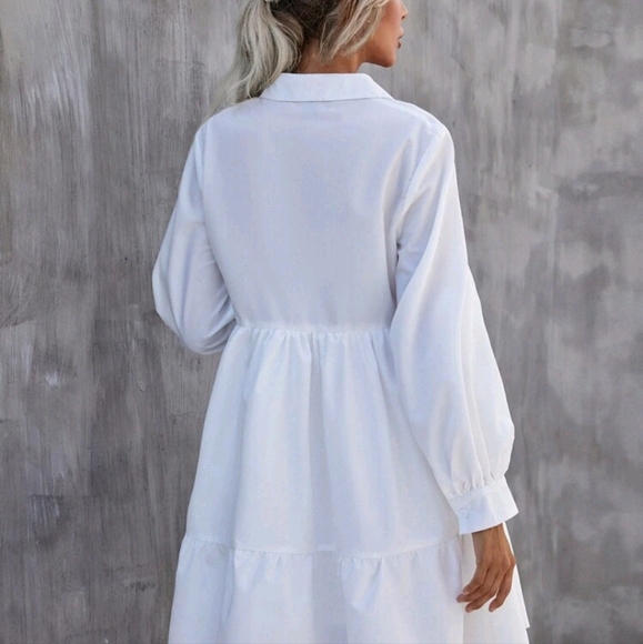 SHEIN LUNE Solid Lantern Sleeve Smock Dress - Brand New/Never Worn - Picture 2 of 5